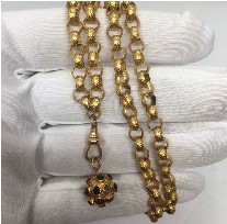 antique yellow gold chain. Nobel Antique jewelry Store, Santa Monica. Made in America.Circa 1880s.
